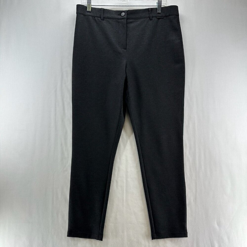 Mario Serrani Pants Womens Size L Houndstooth Slim Tapered Ankle Trousers Gray